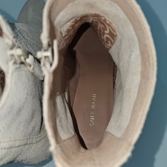 NEW Cole Haan Naia Ankle Bootie Womens 11 Light Beige Suede Western Cowgirl - Picture 11 of 14